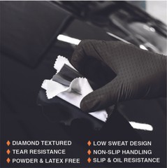 Heavy Duty Industrial Black Nitrile Gloves with Raised Diamond Texture, 8-mil