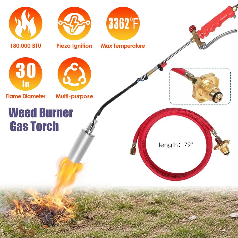 Portable Propane Torch Weed Burner Ice Snow Melter Outdoor Flame Thrower w/ Hose