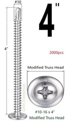Modified Truss Head #10 x 4″ Self-Drilling K-Lath Tek Screws 3pt (2000)