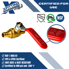 10 PIECES 1/2″ PEX SHUT OFF BALL VALVE, FULL PORT, LEAD FREE BRASS, HOT AND COLD