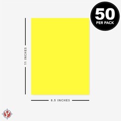 Lemon Bright Color Paper, 24lb Bond (90GSM), 8.5 x 11, 50 Sheets