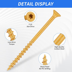 Outdoor Wood Deck Screw Kit, Bronze Rust-Resistant Epoxy Coated, T25 Star Drive