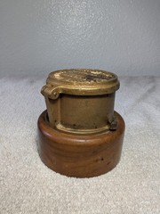 Antique Brass Neptune Meter Co. Trident Water Meter NEW YORK On Wood Base