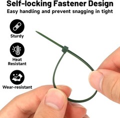 Green Cable Ties 100PCS 6 Inch Heavy Duty – Secure Self-Locking for Garden Tasks