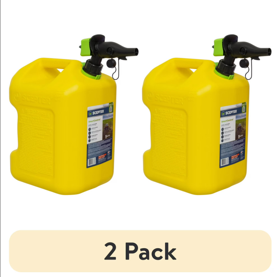 (2 Pack) Scepter 5 Gal SmartControl Diesel Fuel Can Dual Handle Yellow FSCD571