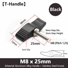M8 Adjustable Clamping Thumb Screw Wing Knob Hand Lever Grip Bolt Al + Stainless