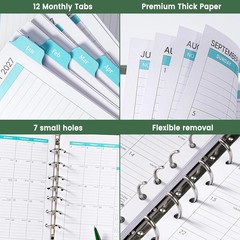2026-2028 Monthly Planner Refill – 7-Hole Punched, A5 Planner Inserts, from Jul.