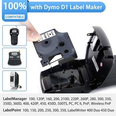 1/2″ Black on White S0720530 Ribbon Label Tape 45013 D1 For DYMO LabelPoint 100