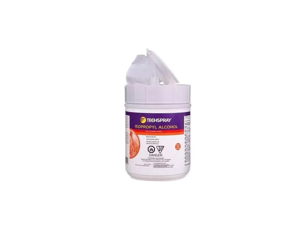 Techspray 1610-100FL – Isopropyl Alcohol (IPA) Wipes, 99.8%, Flip-Top Tub, 100 W