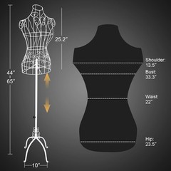 Female Wire Dress Form Vintage Style Wire Mannequin for Home Decor Display White