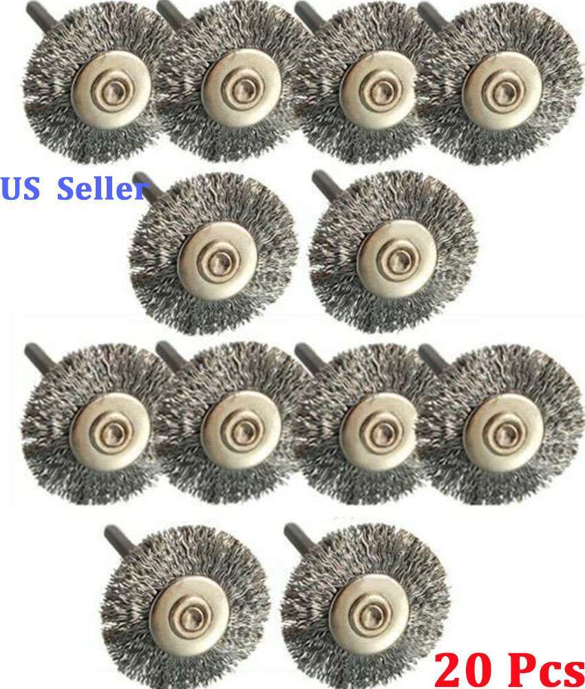 20Pcs Stainless Steel Wire Brush For Dremel Rotary Grinder Removal Wheel Tool US