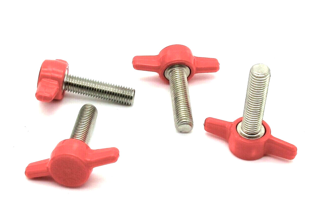 1/4-20 x 1″ Red Thumb Screws Wing Knob Delrin Head Stainless Stud Industrial