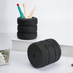 Desk Organizer Pen Holder Pen Pencil Tire Shaped Holder Case Office Stationery