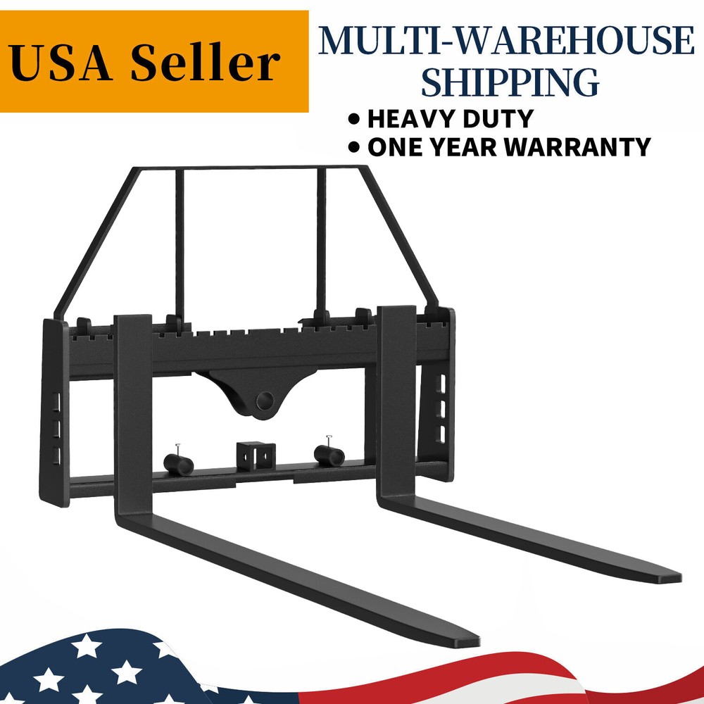 45″ Pallet Fork Frame 2500LBS W/ 42″ Fork Blades for Loaders Tractors Skid Steer