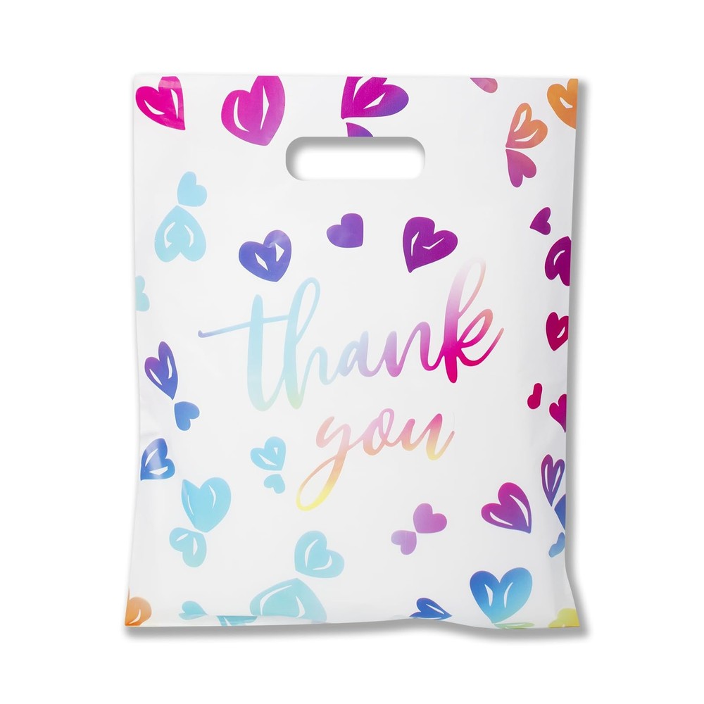 WAKAKO 100 Thank You Bags for Business Small, 2.36Mil Merchandise Shopping