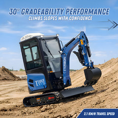 TYPHON TERROR XVII Cabin Mini Excavator 4000lb Kubota D902 with 13 Attachments