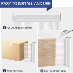 Stretch/Shrink Wrap Roll ,Heavy Duty 800% Stretch,Clear 80 Gauge Industrial S…