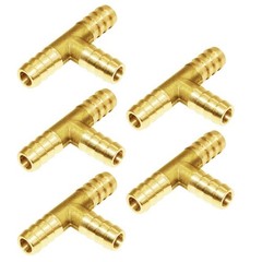 Brass 1/4″ Barb Tee Fittings T-Shaped 3 Ways Union 1/4″ Hose Pipe Fitting for…