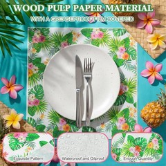 100 Sheets Hawaiian Tropical Palm Leaves Wax Paper Summer Floral Food Wrap BBQ