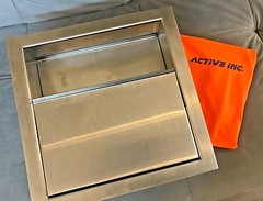 Drop-In Deal Tray with sliding lid, Brushed Finish, 14″ (w) x 14″ (d) stainless