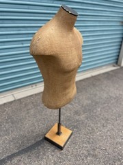 Vintage Brown Burlap Eddie Bauer Adult Male Dress Form Mannequin Body Torso Rare