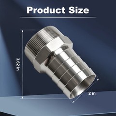 2″ to 2″ NPT Male Hose Barb Connectors 2Pcs for Gas Air Water Pipes