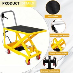 GRAVEE 500 LB Hydraulic Lift Table Cart Single Scissor Lift Table Adjust Height