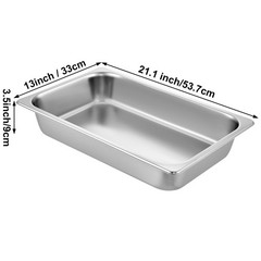 Full Size Deep Steam Table Pan 20.9×12.8×3.9″ Stainless Steel