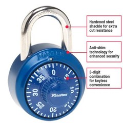Master Lock 1530DCM Locker Lock Combination Padlock, 1 Pack, Assorted Colors