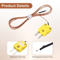 5pcs K Type Thermocouple, -50C~482C(-58F~899.6F) 0.255mm OD 1 Meter Long