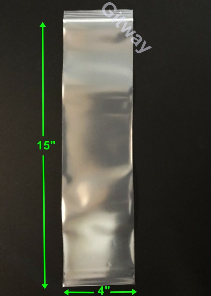 4″ x 15″ Heavy Duty 6 MIL Resealable Zip Top Lock 4×15 FDA Clear Plastic Bags
