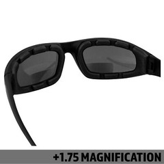 Birdz Eyewear Oriole Bifocal Safety Glasses Padded Black Frame Smoke Lens +1.75