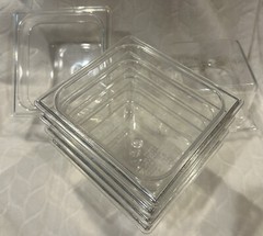 6 Each True Clear Food Pan 1/6 Size 4” Deep NSF Commercial Prep Polycarbonate