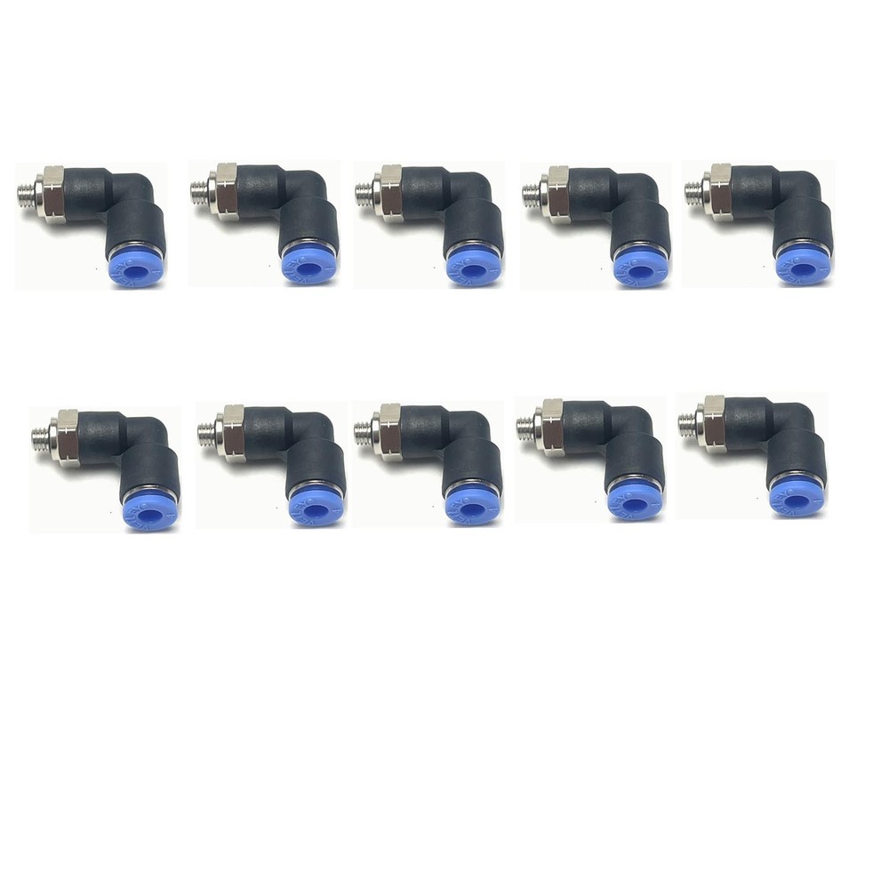 Pneumatic Male Elbow 4MM OD Tube x 10-32 UNF Push to Connect Fittings PL4-U10…
