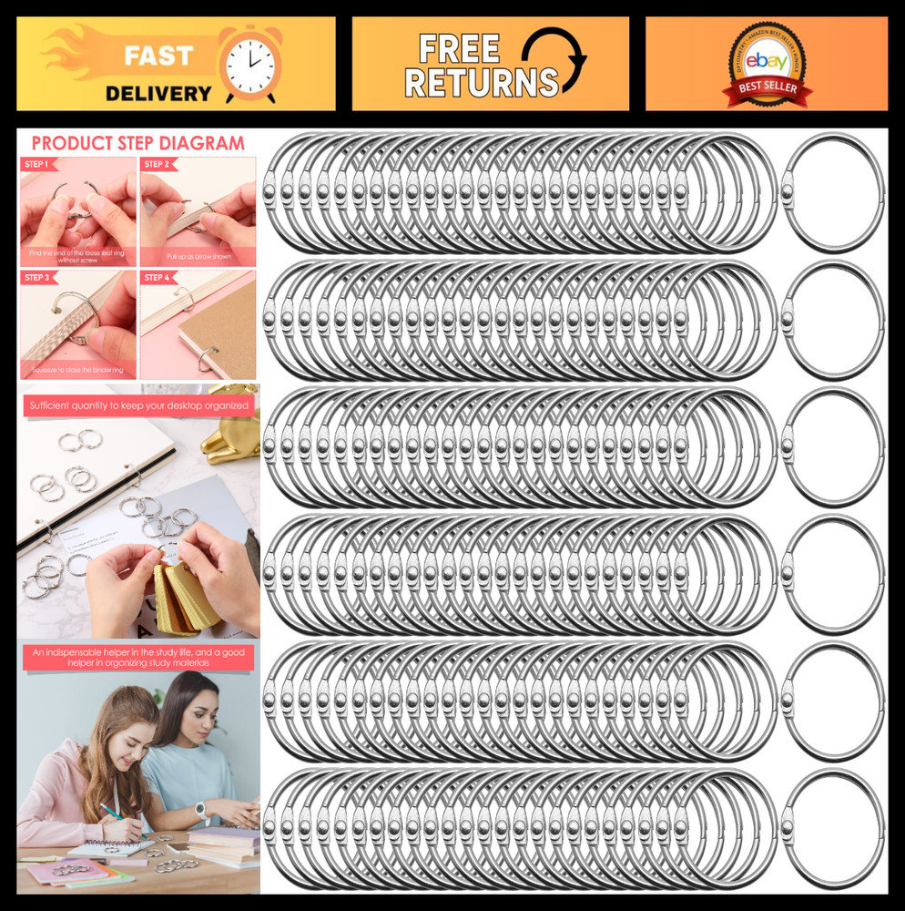 500 Pack Metal Binder Rings 25mm 1 Inch – Loose Leaf Book Rings for School, Inde