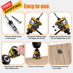 Countersink Drill Bit Set with Depth Stop 4PCS, HCS Four Blades 4 millimeters