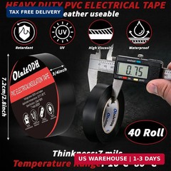 Oleitodh 40 Rolls Black Electrical Tape Bulk 3/4 Inch x 66ft, 7Mil Waterproof Vi