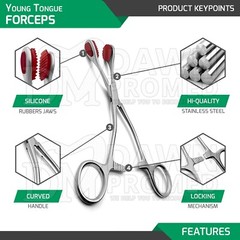 2 Pcs Young Tongue Seizing Forceps 7″ Oral Dental Surgical Medical Instruments