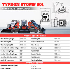 TYPHON STOMP Skid Steer Tracked EPA 23HP Briggs & Stratton Gas 3-Pumps FREE SHIP