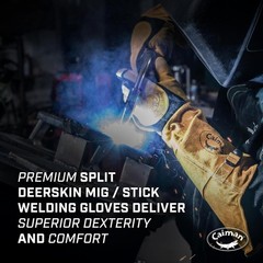 Caiman 1878-5 1878 Welding Gloves, Extended Gauntlet Cuff, Wing Thumb, Premium