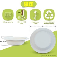 Green Earth, 16 oz, 125-Count, Compostable Bowls, Natural Bagasse (Sugarcane …