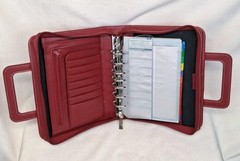 FRANKLIN COVEY Red 7 Ring Planner Binder With Handles Full Zip Read