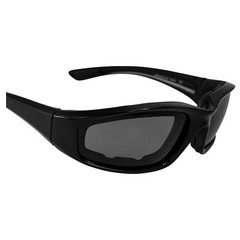 Birdz Eyewear Oriole Padded Motorcycle Glasses Black Frame Polarized Smoke Lens