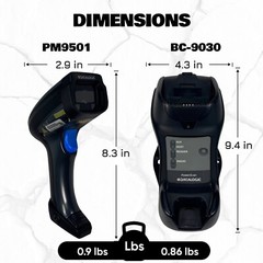 Datalogic POWERSCAN PM9501 Retail Barcode Scanner w/Base & Kit 1 YEAR WARRANTY!