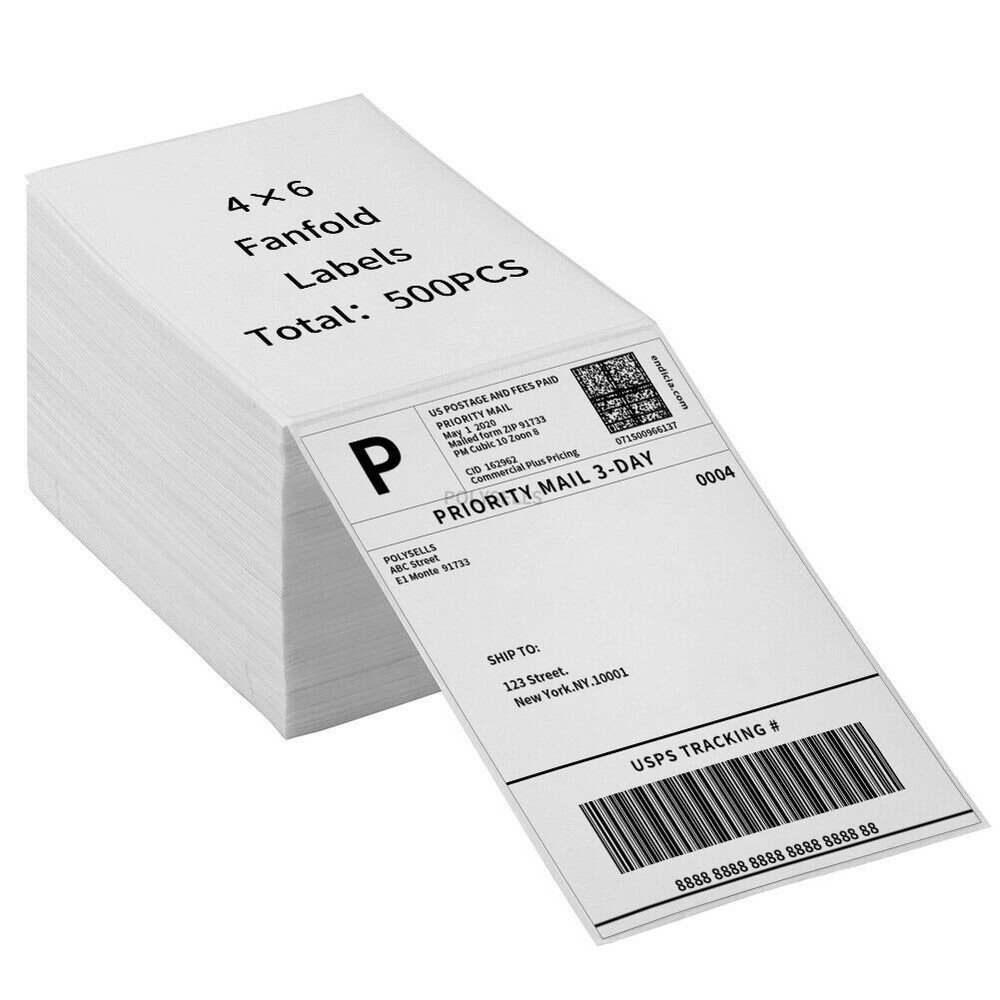 4″x6″ Direct Thermal Shipping Labels for Zebra&Rollo Printers Fanfold and Rolls~