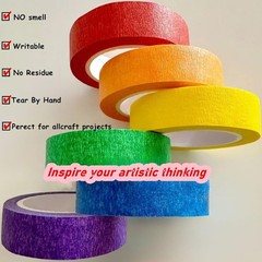 6 Rolls Colored Masking Tape，colored painters tape，0.6″ x14.3Yard Drafting Tape,