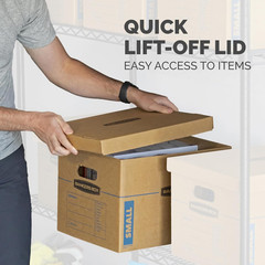 Classic Moving Box 12 Pack Kit, Reinforced Handles, Tape-Free Assembly, Box with
