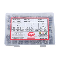 192PCS Stainless Steel Heavy Duty Hex Bolt/Nut Kit M6/M8/M10 304SS w/Washers