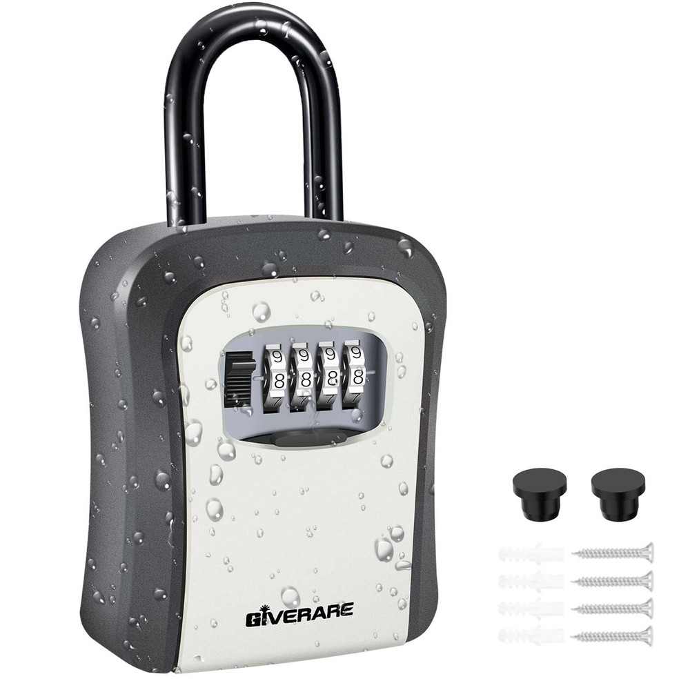 Key Lock Box, 4 Digits Combination Lockbox, Wall Mount & Portable Alloy Metal…