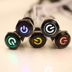 Metal Black Push Button Momentary Switch 4 Pin 12mm Waterproof Led Light 12V